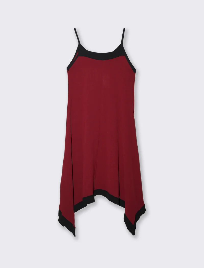 Vestito lungo bicolor - Rosso india