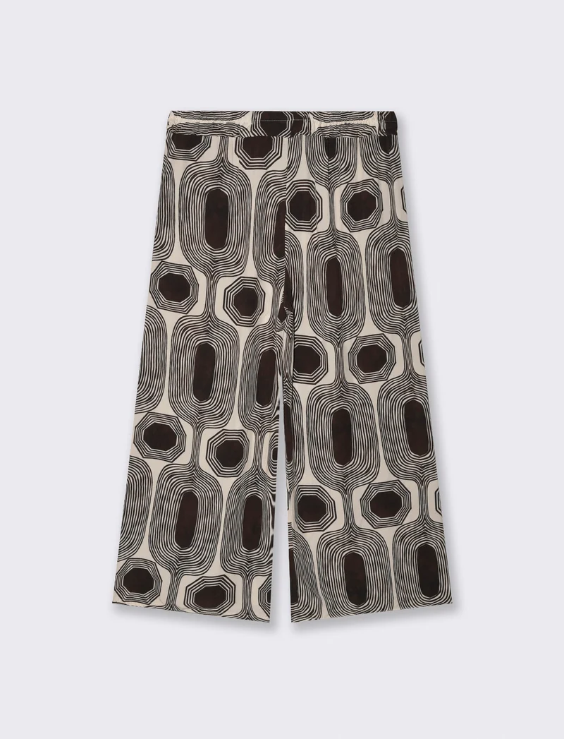 Pantalone largo stampato in viscosa - Moro