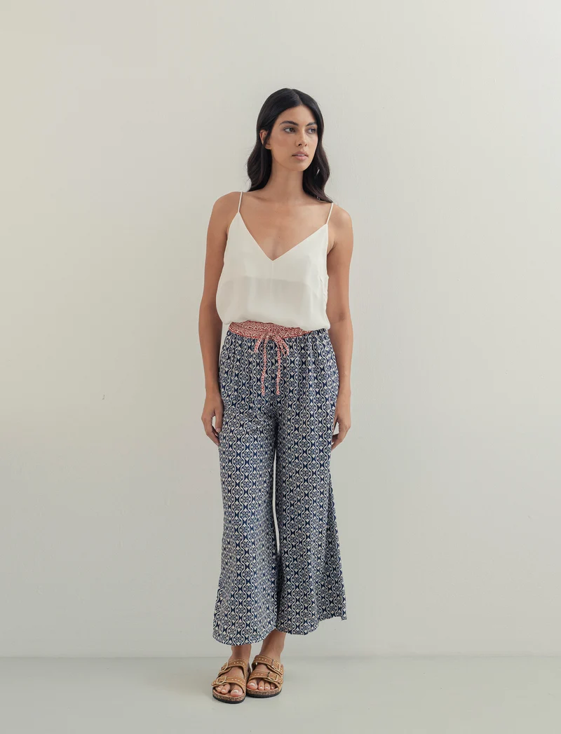 Pantalone largho stampato in viscosa - var 3