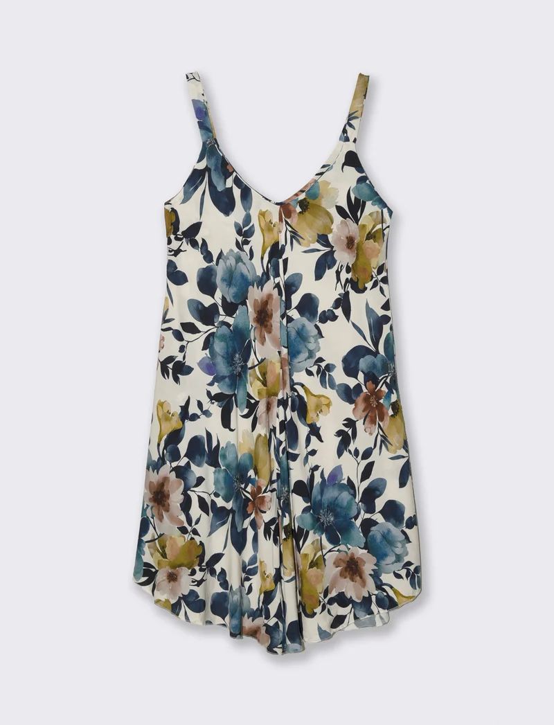 Vestito stampato con bretelline - Blu