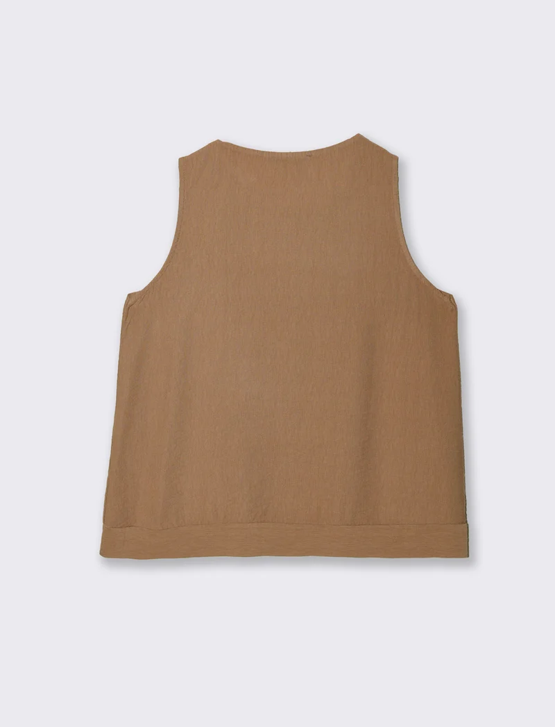 Top con collana - Cammello