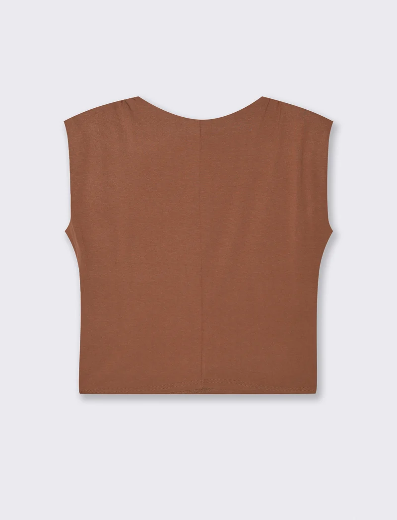 Tshirt smanicata con spalline - Marrone tabacco
