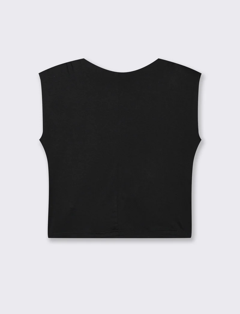 Tshirt smanicata con spalline - Nero