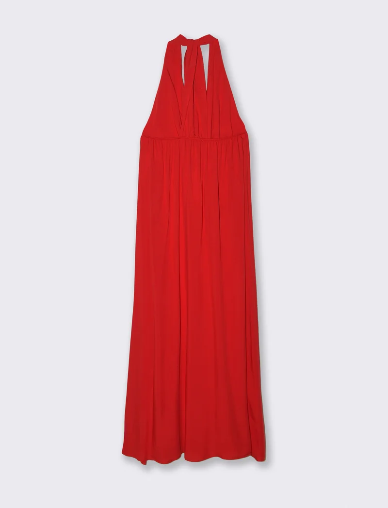 Vestito lungo in viscosa con incrocio sulla schiena - Rosso
