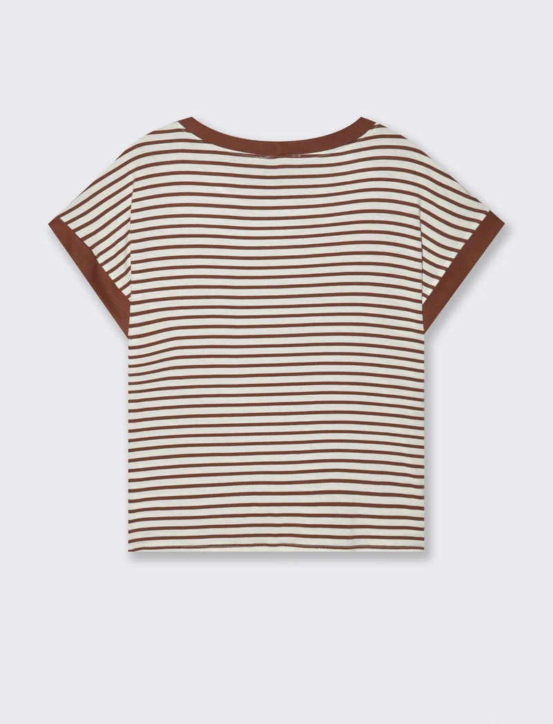 tshirt in viscosa rigata - Beige