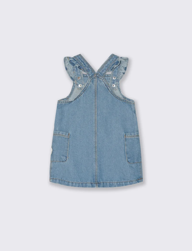 Salopette di jeans con tasca frontale - Denim