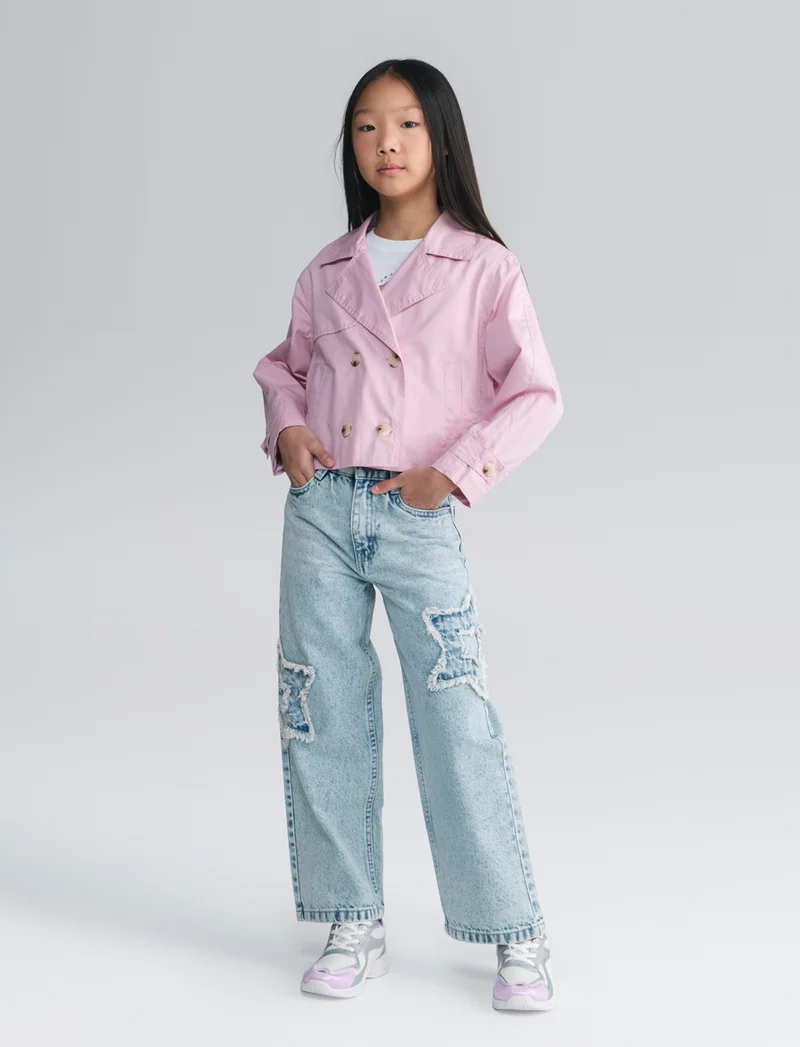 Trench doppio petto per bambina elegante - Rosa chiaro