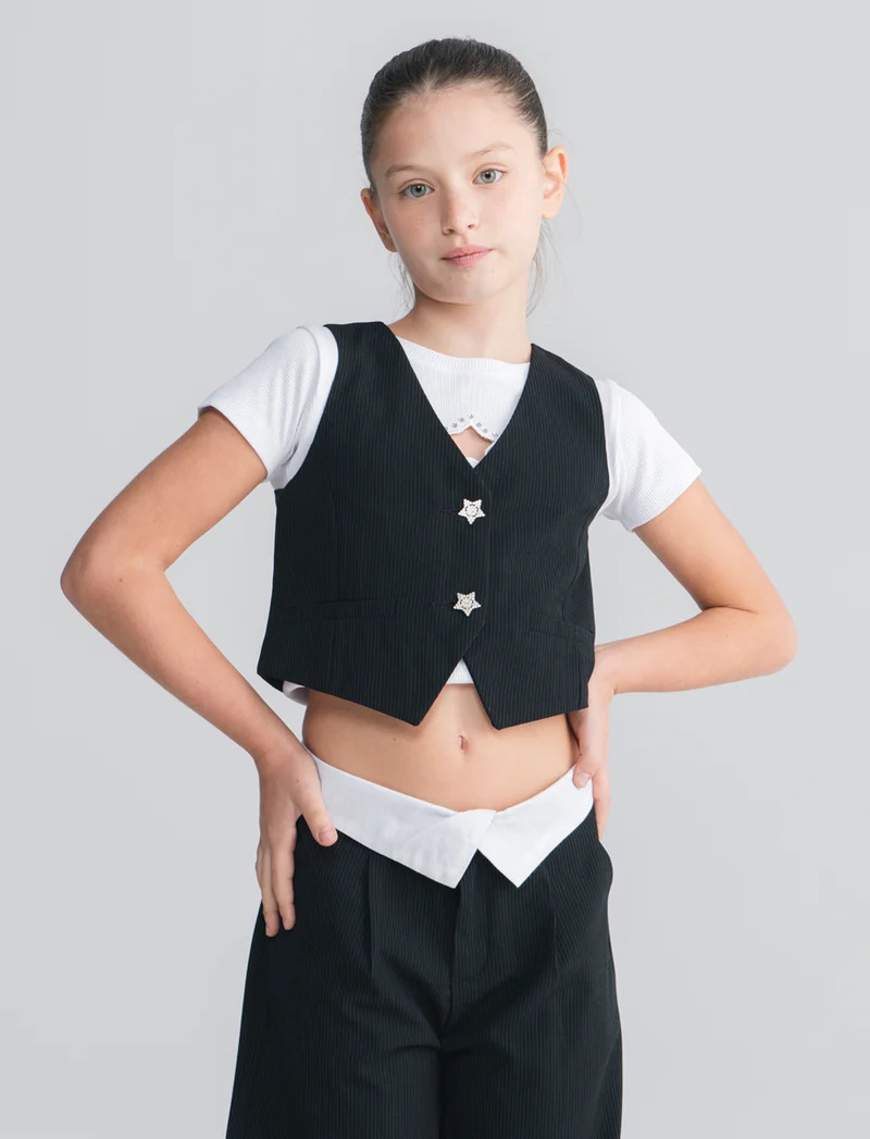 Pantalone gamba larga effetto gessato - Righe