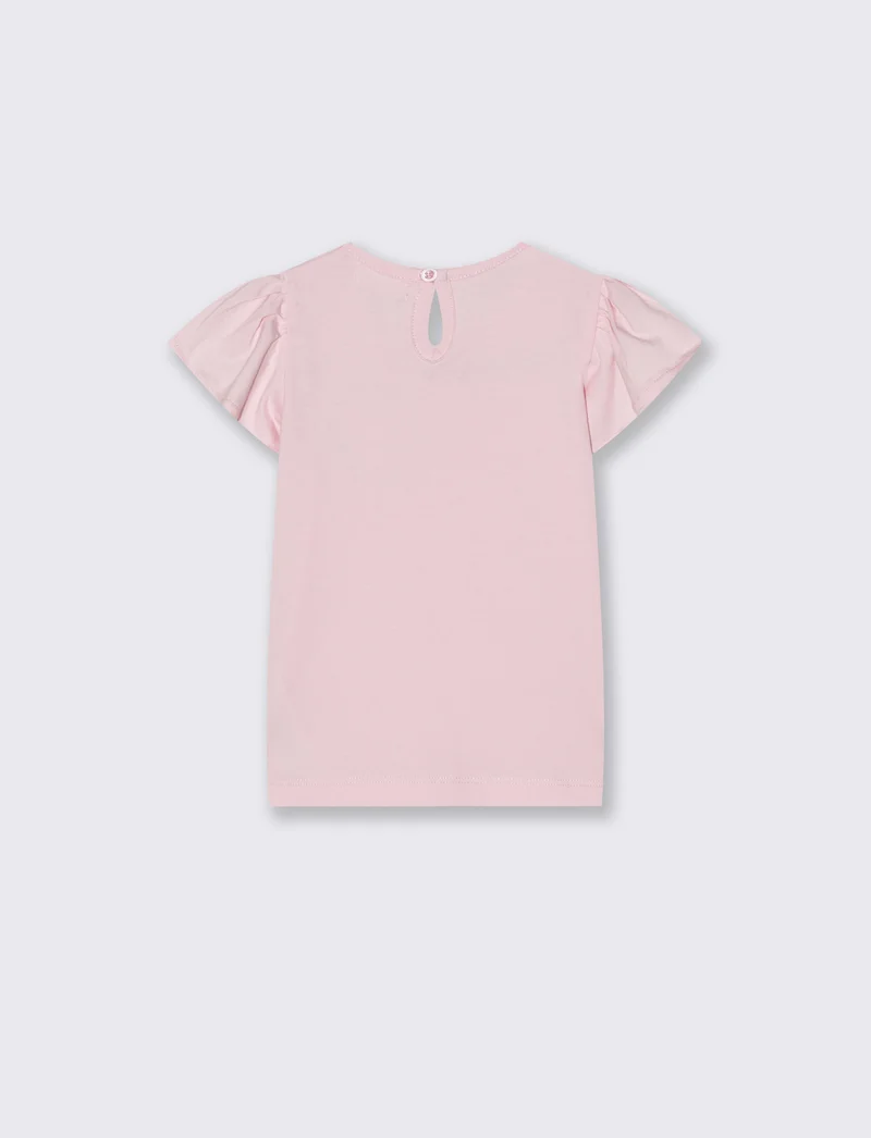 Maglietta chic con maniche ampie e applicazione - Rosa