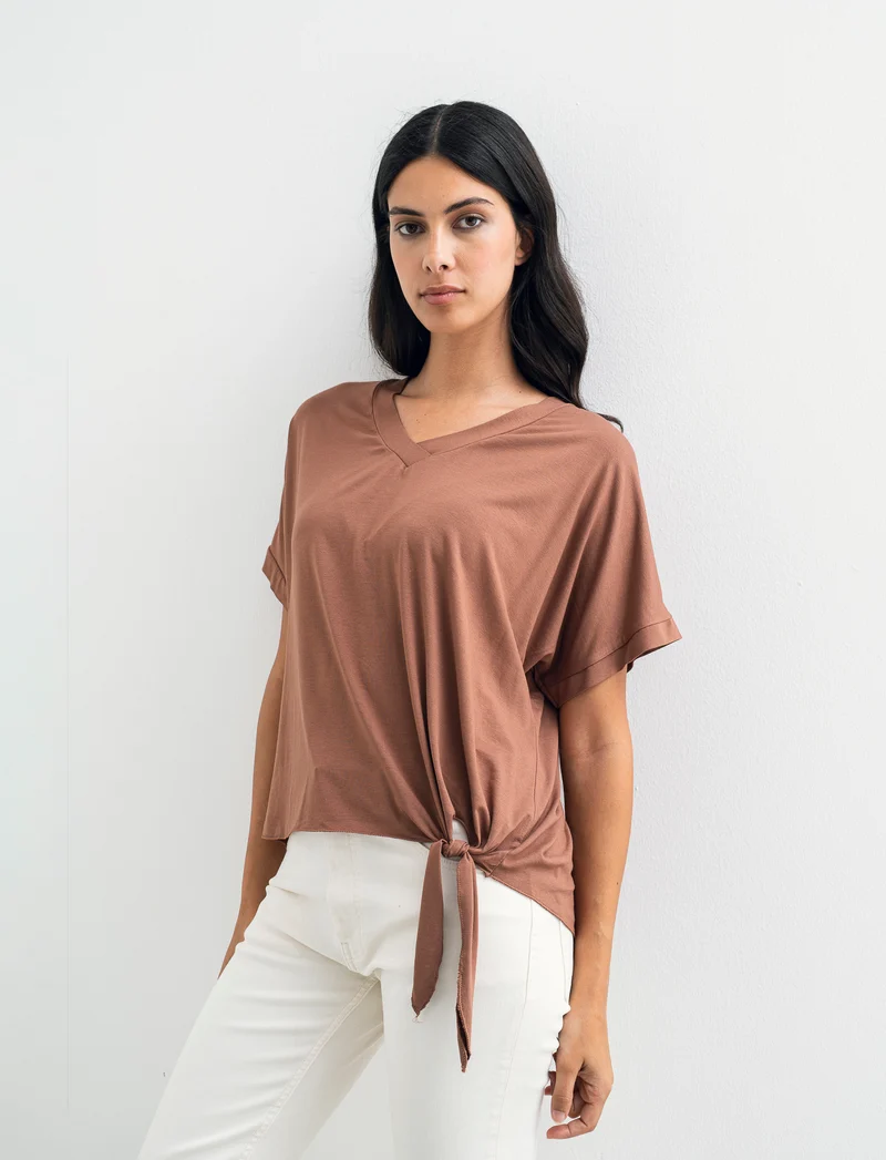 T-SHIRT MANICA CORTA - Marrone tabacco