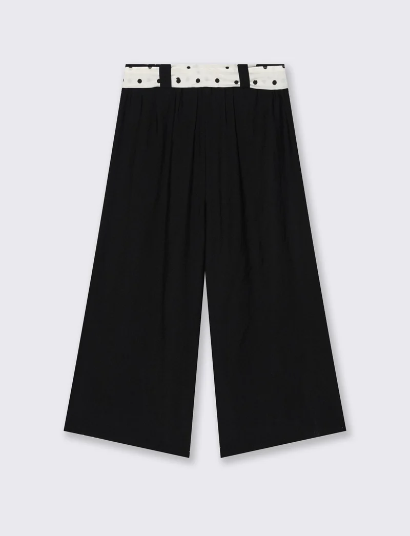 Pantalone largo con cintura stampata - Nero