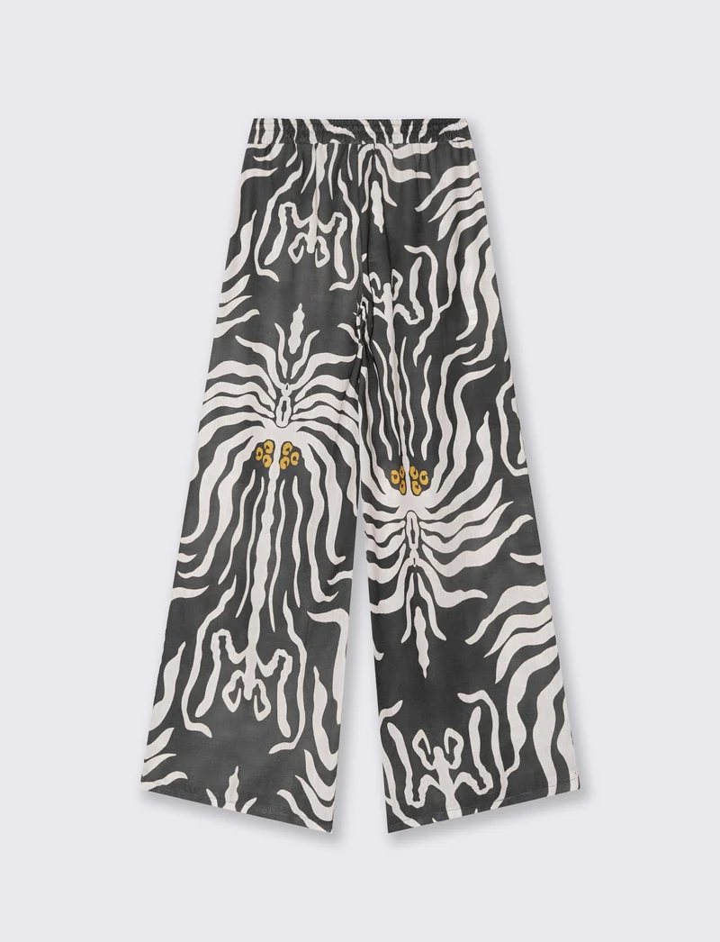 Pantalone palazzo stampato - Nero