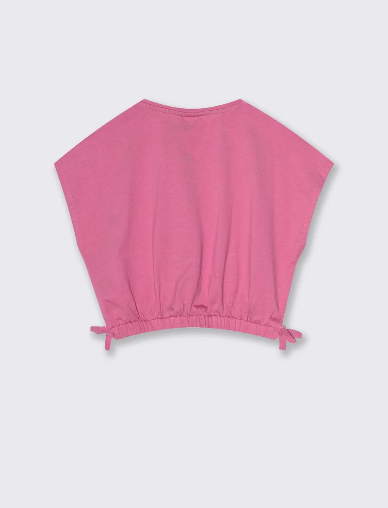 T-shirt estiva bambina con rouches - Rosa candy