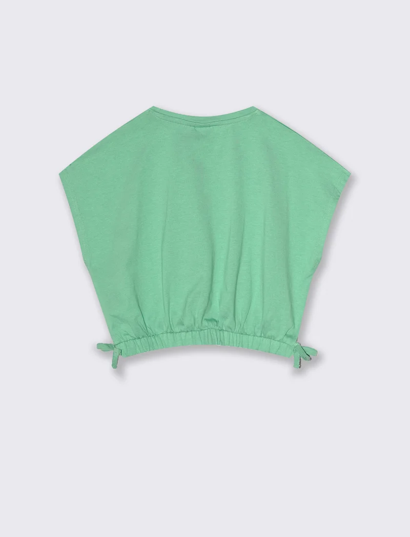T-shirt estiva bambina con rouches - Verde acqua