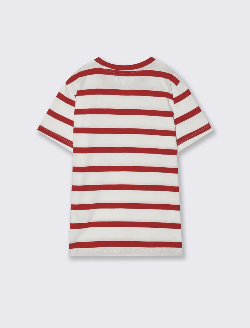 T-shirt estiva in cotone a righe - Rosso