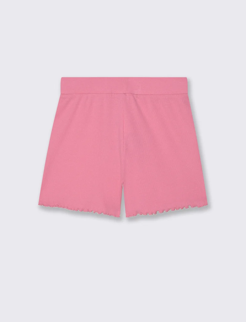 Short in costina elastica con fiocchetto - Rosa big bubble