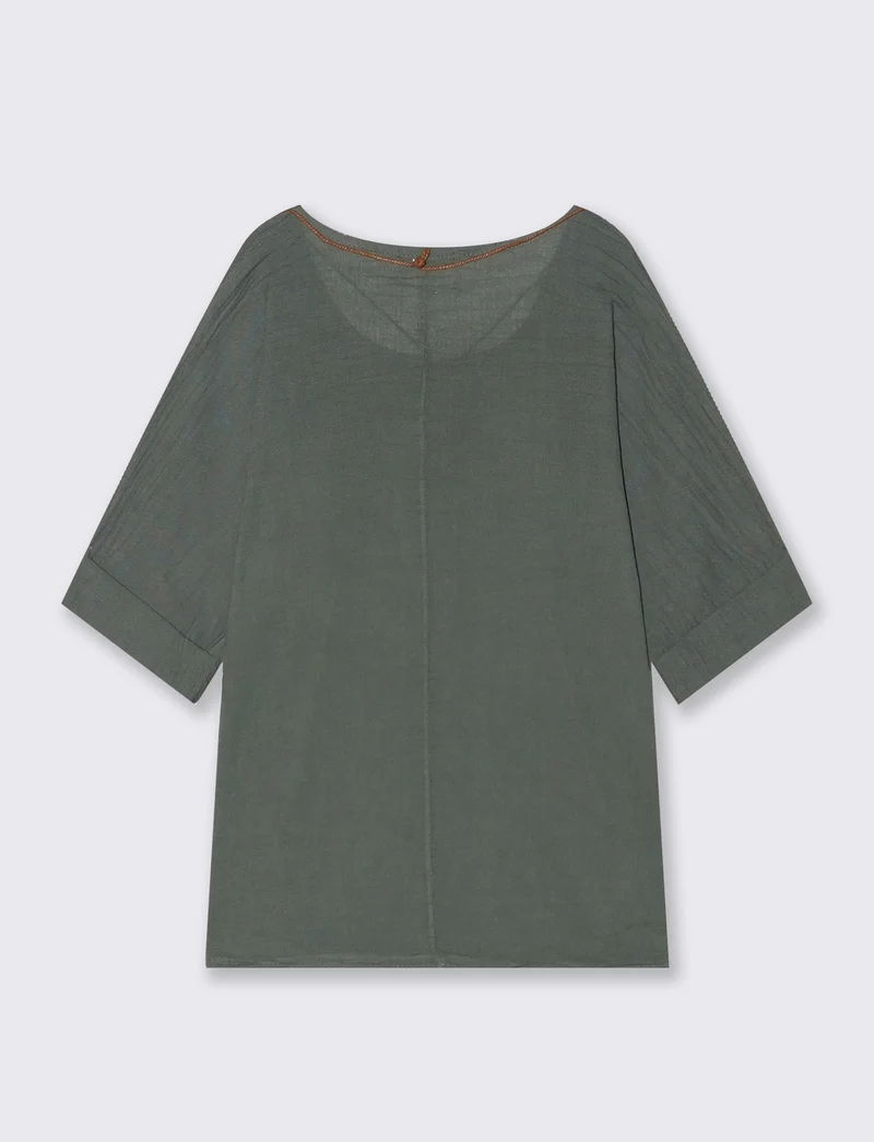 Casacca over con collana in cotone e lino - Ve.milit.