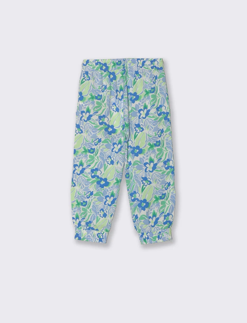 Pantaloni ampi a fantasia in viscosa - Verde