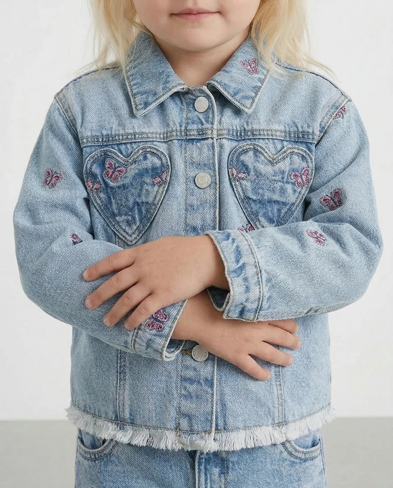 Giubbotto di jeans con ricami trendy - Denim