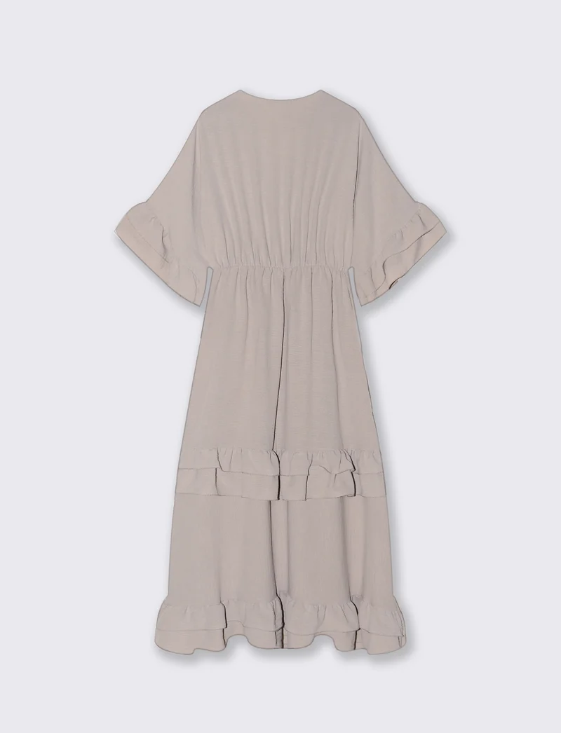 VESTITO INCROCIO CON BALZA AL FONDO - Grigio fango