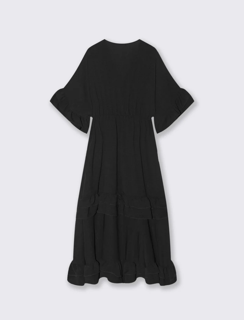 VESTITO INCROCIO CON BALZA AL FONDO - Nero