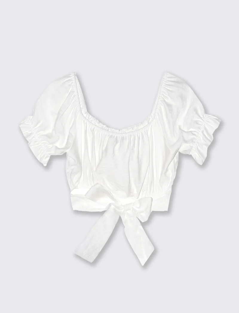 Top con manica elastica - Bianco