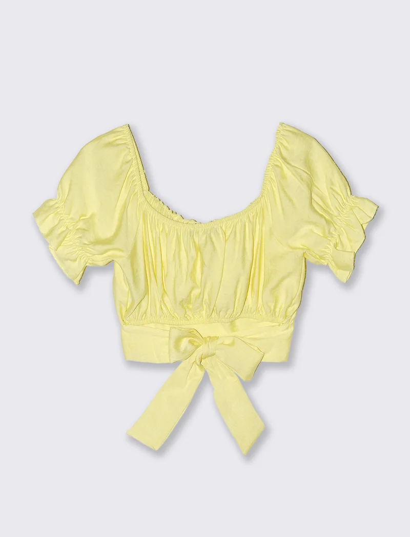 Top con manica elastica - Giallo