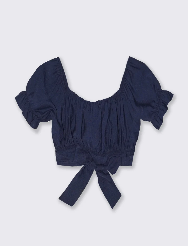 Top con manica elastica - Blu