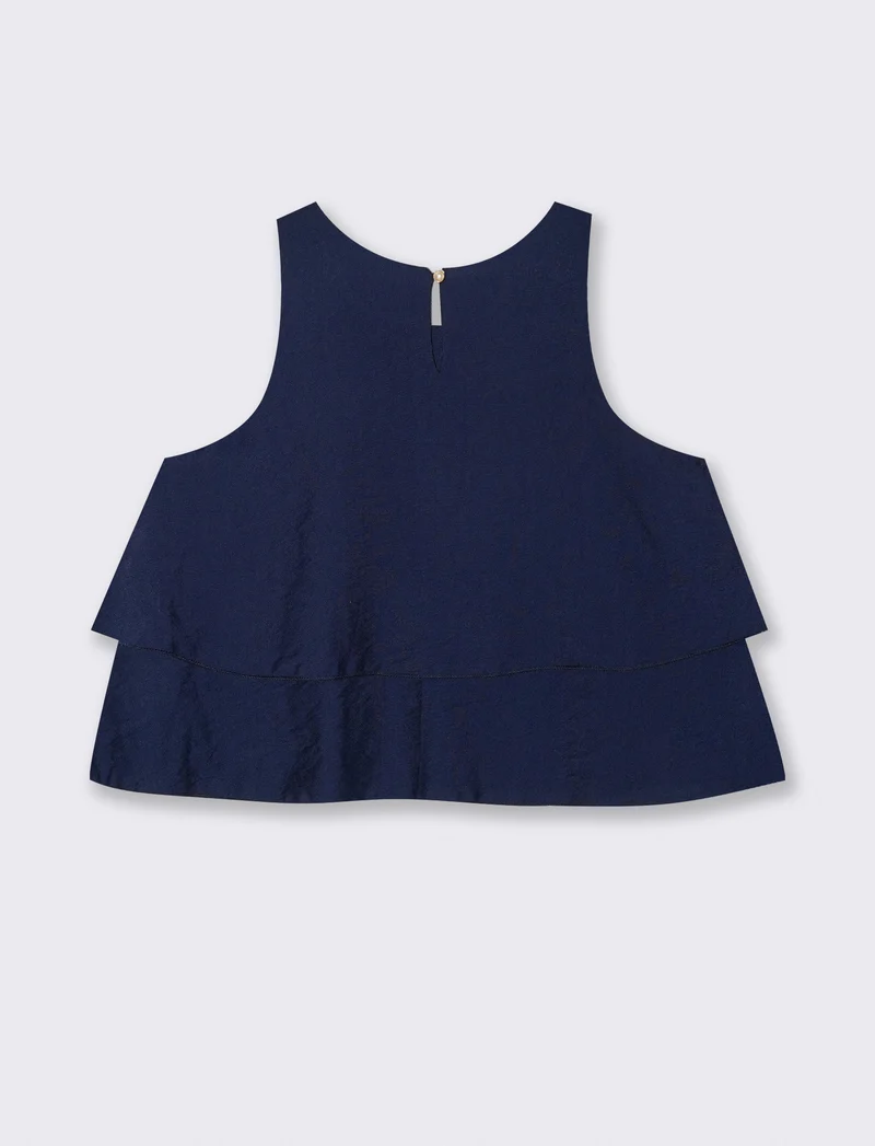 Top con balza al fondo - Blu