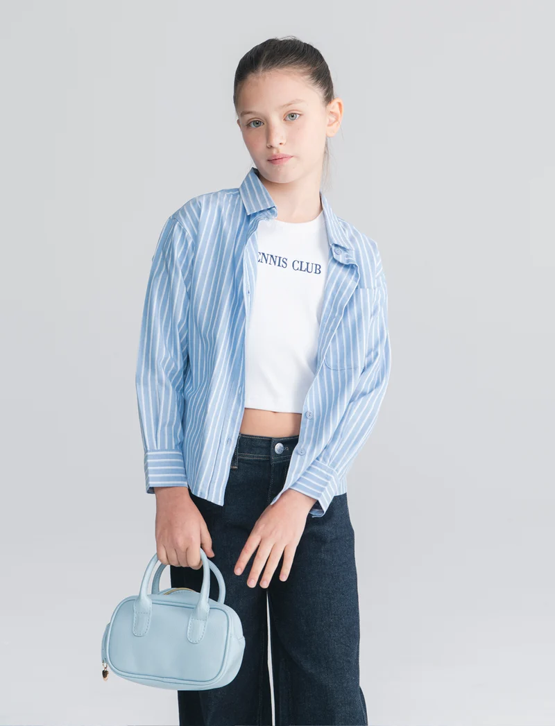 Set camicia e t-shirt slim cropped - Righe