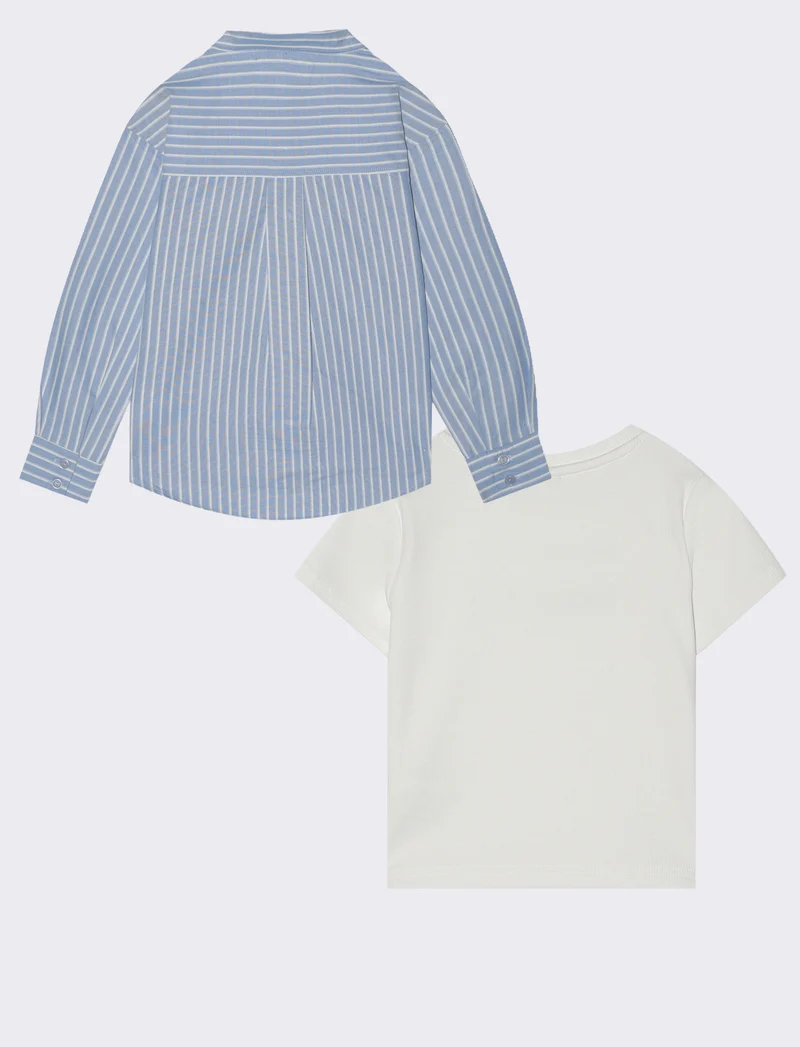 Set camicia e t-shirt slim cropped - Righe