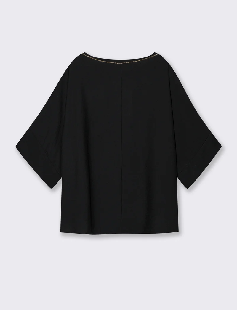 Casacca over con collana - Nero