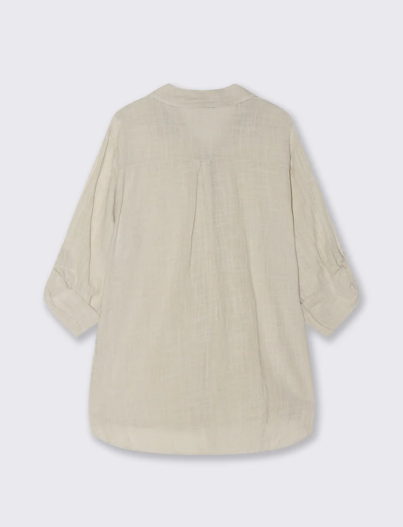 Camicia lunga in cotone per donna - Beige