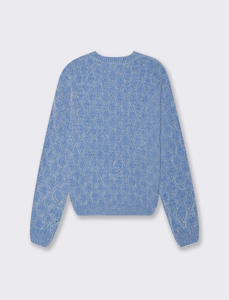MAGLIA MANICA LUNGA CON INTARSI - Celeste