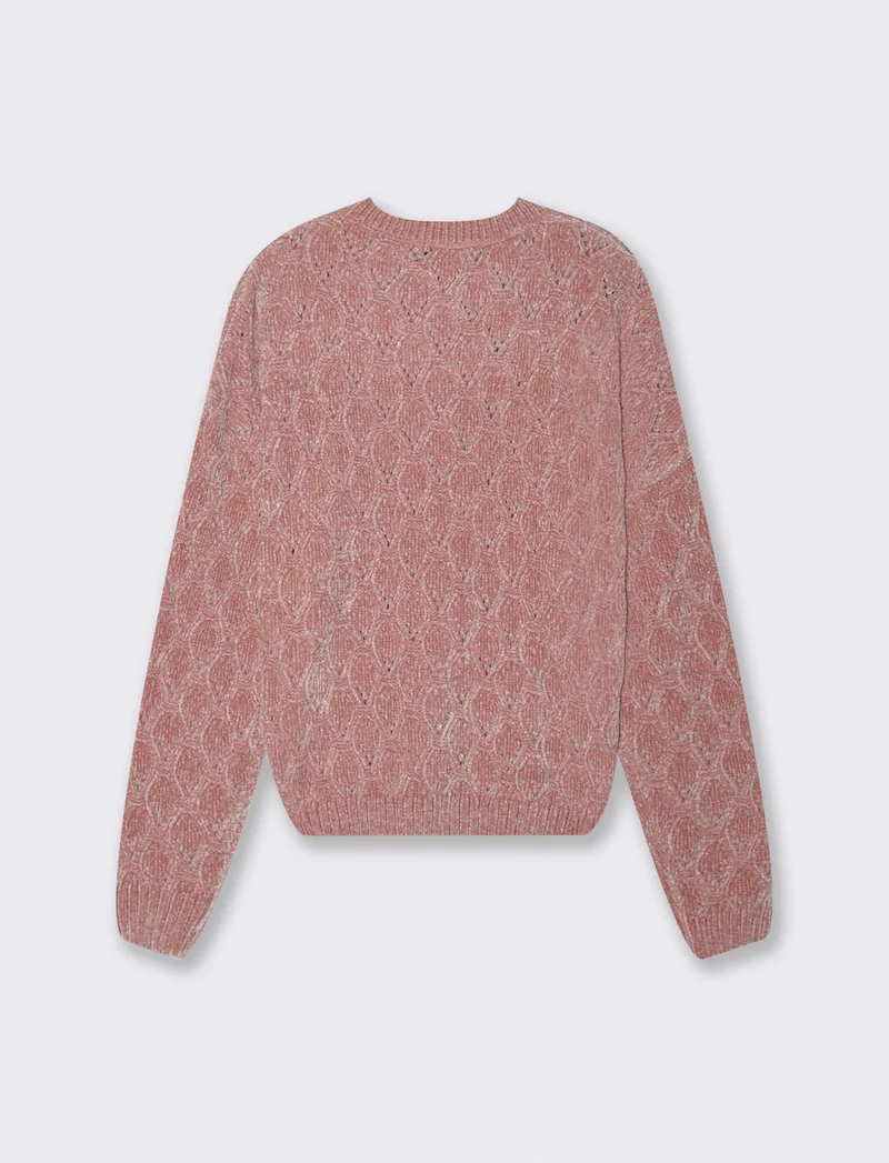 MAGLIA MANICA LUNGA CON INTARSI - Rosa antico