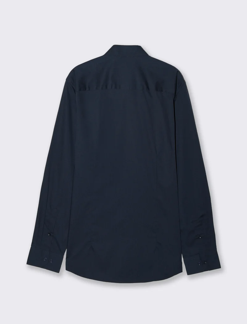 Camicia Regular Fit Easy Iron Unita e Fantasia - Blu