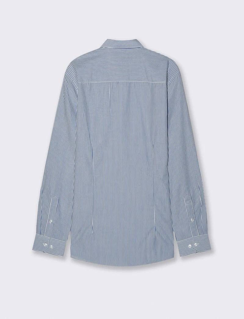 Camicia Regular Fit Easy Iron Unita e Fantasia - Bluette