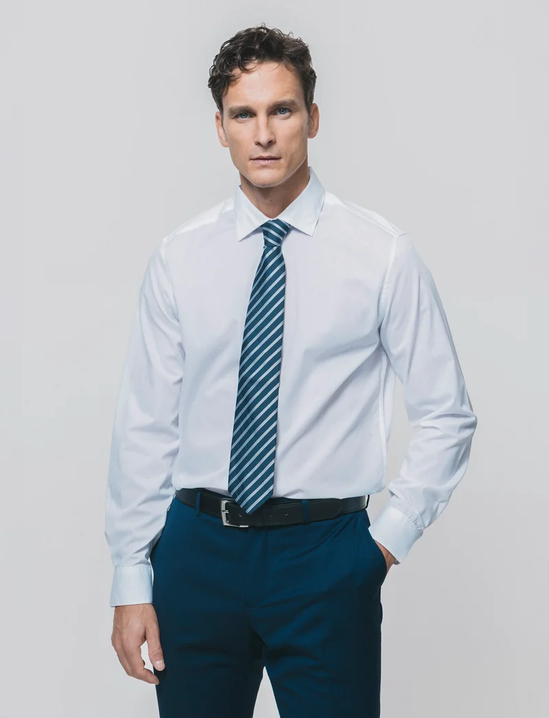 Camicia Regular Fit Easy Iron Collo Francese - Bianco