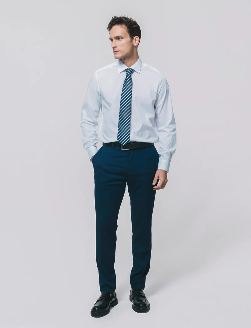 Camicia Regular Fit Easy Iron Collo Francese - Bianco