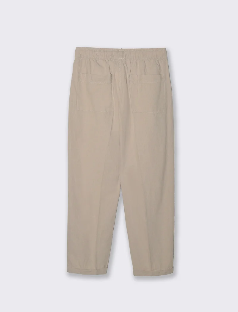 Pantaloni jogger in misto lino con tasche - Sabbia