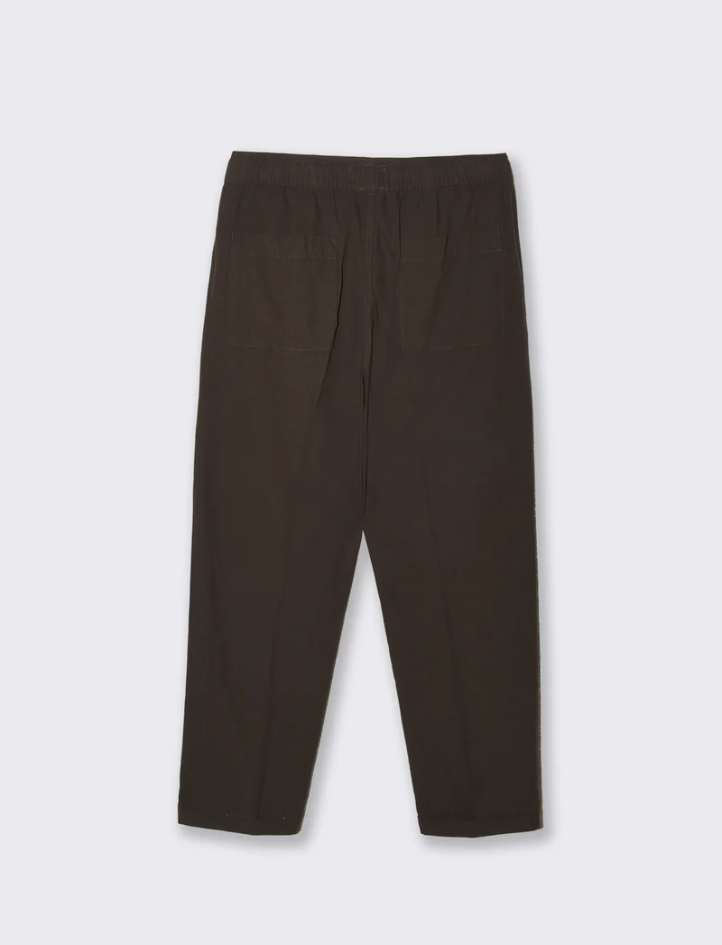 Pantaloni jogger in misto lino con tasche - Moro