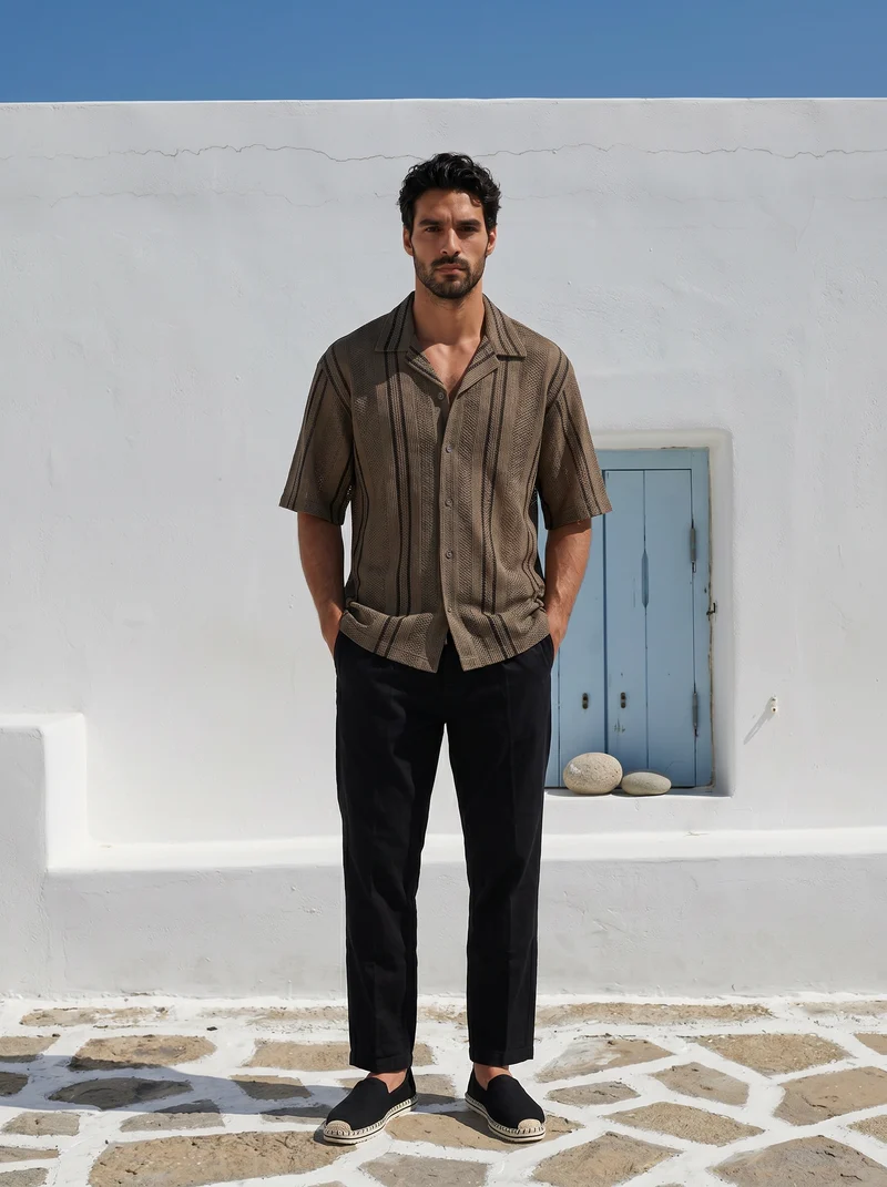 Pantaloni jogger in misto lino con tasche - Nero