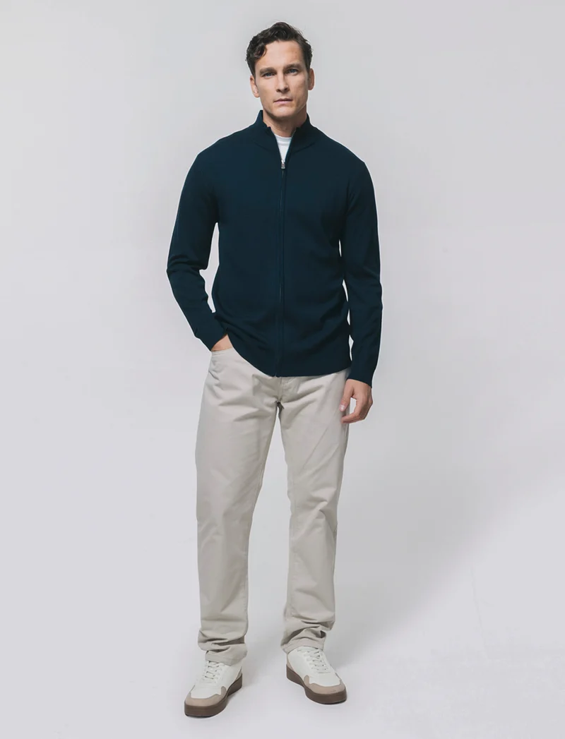 Maglia Cardigan Mezzo Collo Premium - Blu