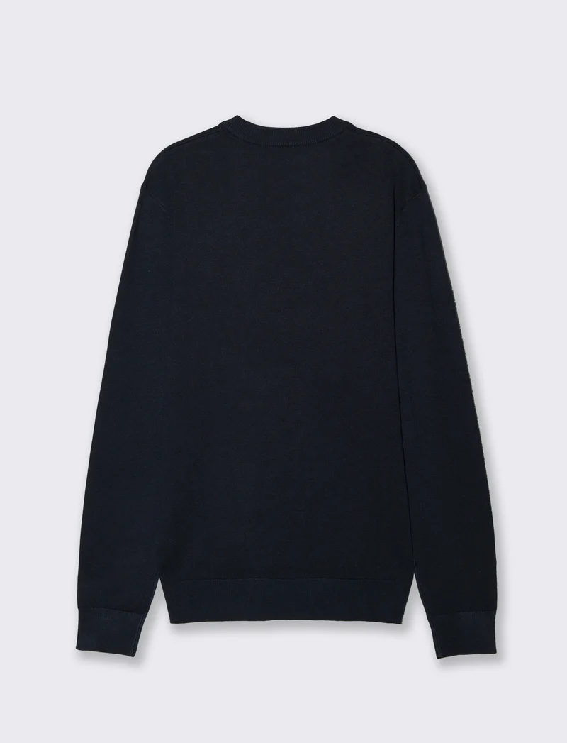 Maglia girocollo in filato premium - Blu