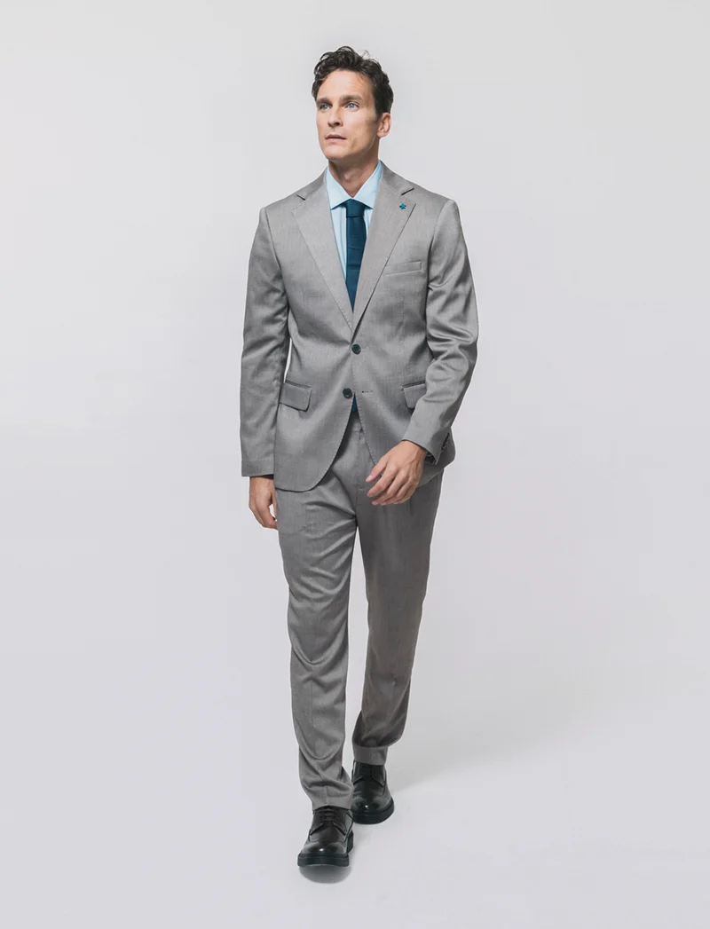 Blazer formale a spina di pesce elegante - Grigio tortora