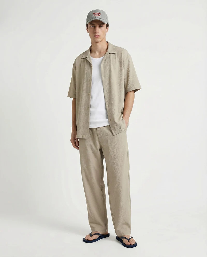 Pantaloni jogger in tessuto jacquard - Sabbia
