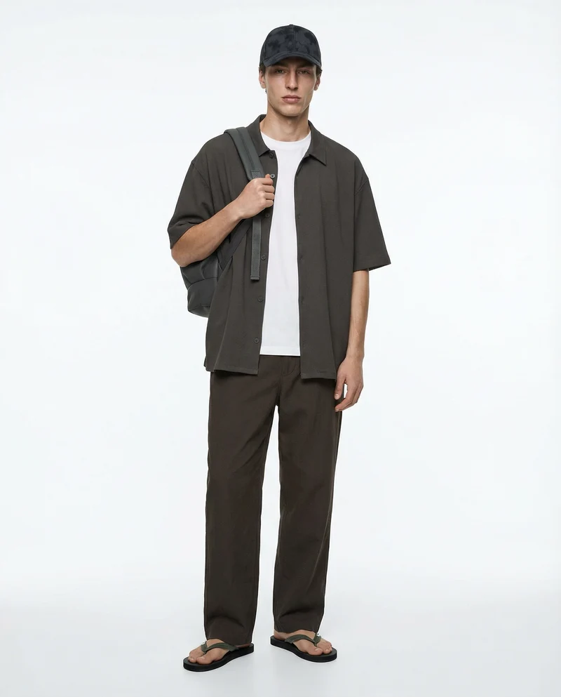 Pantaloni jogger in tessuto jacquard - Moro