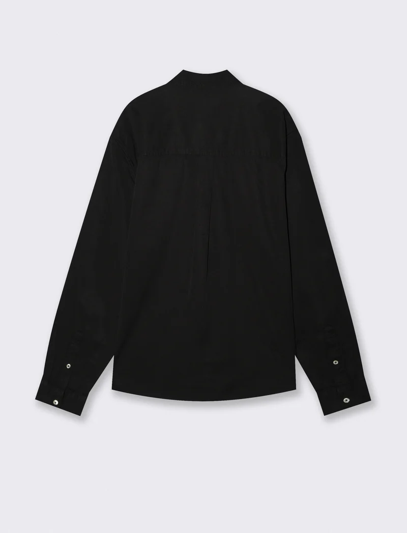 Camicia cropped in lyocell e cotone - Nero