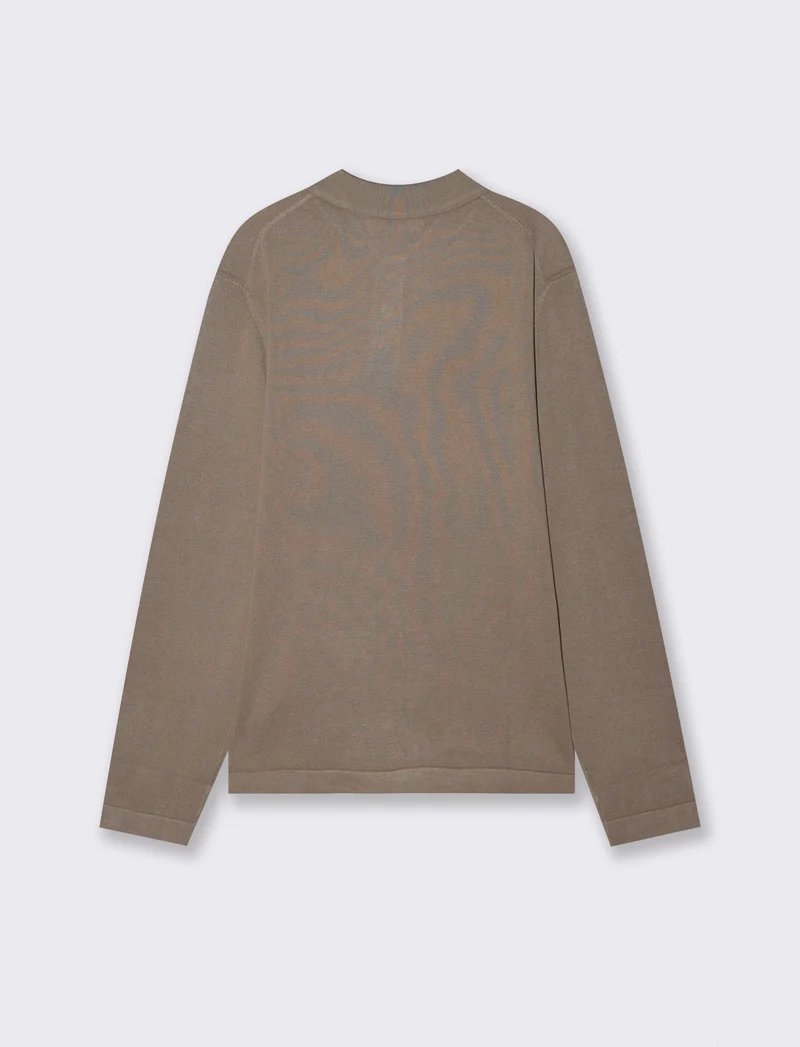 Maglia Polo con Colletto e Maniche Lunghe - Verde kaki