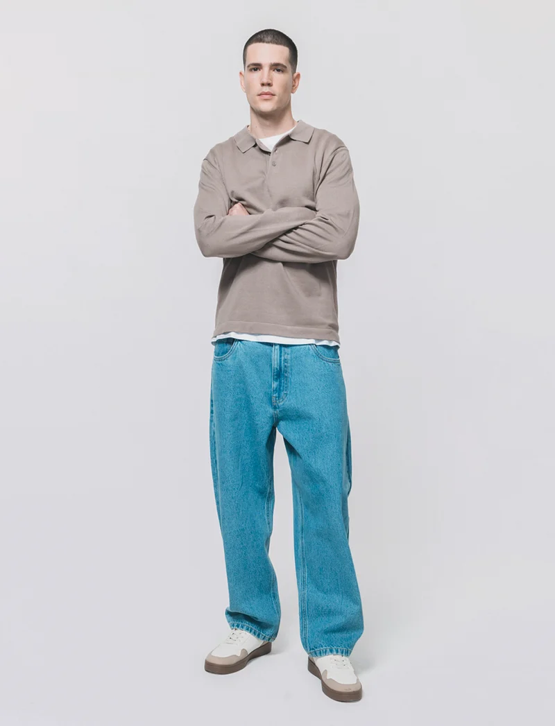 Maglia Polo con Colletto e Maniche Lunghe - Verde kaki